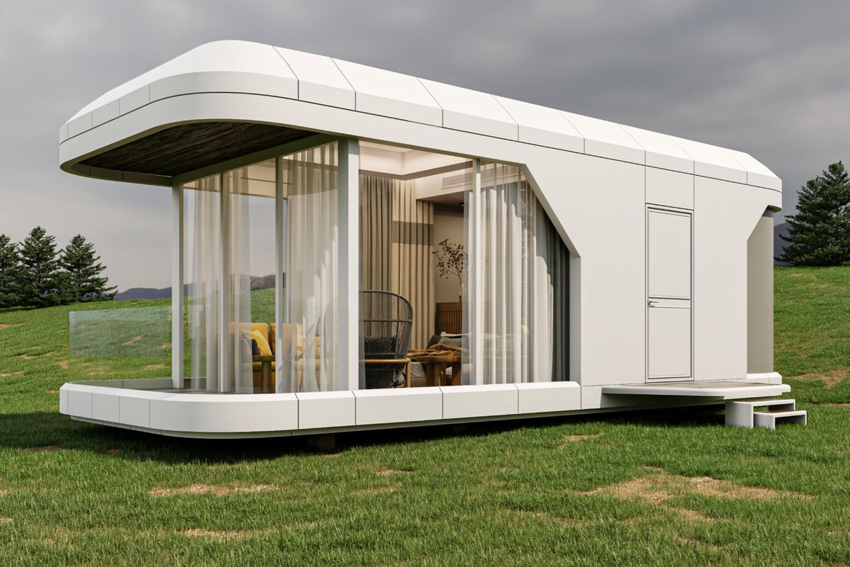 Capsule cabin, front three-quarter view
