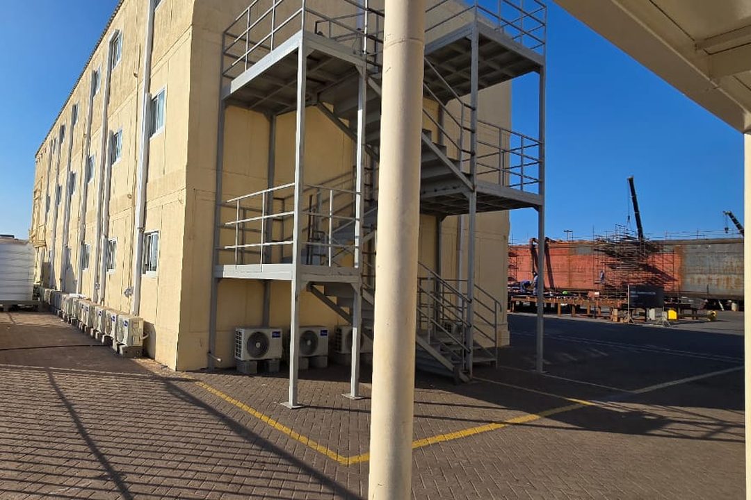 Three-storey site office on the quayside